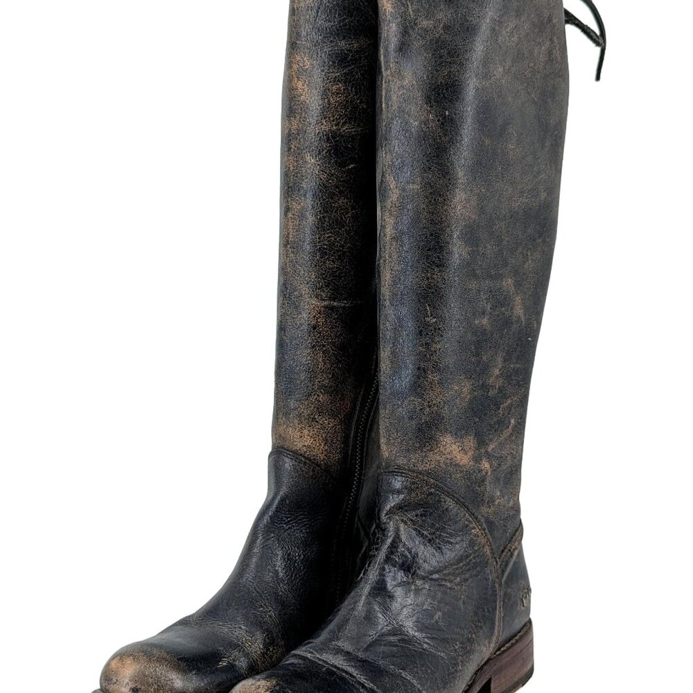 BED|STU Women's Lace-Up Tall Riding Boots in Dark Brown/Black - Picture 11 of 11